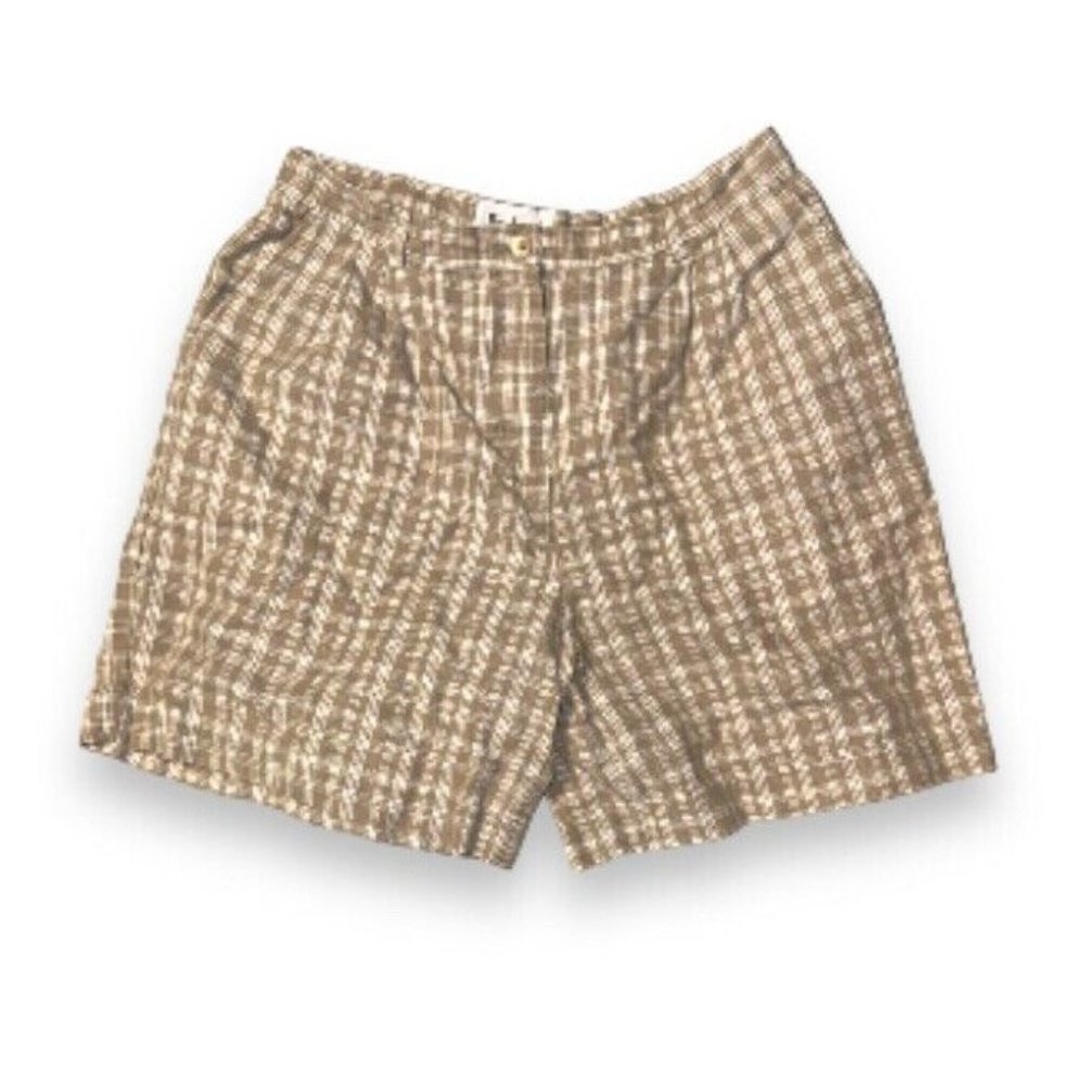 Westbound Linen Shorts Blend Plaid Shorts As 12 Tan On Cream